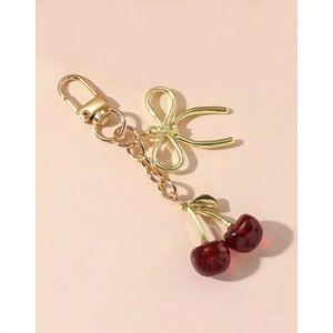 Cherry 3D Fruit Bow Simulation Lightweight Zinc Alloy Keychain Car <b>Key</b> <b>Chain</b> Bag Pendant Accessories Purse Charm - Product Image 1