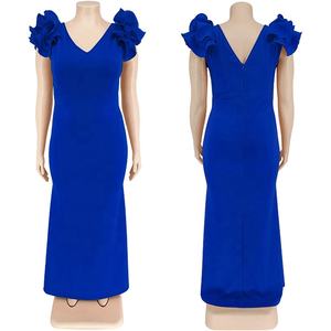 Robes de Soirée Longues <span class=keywords><strong>Grande</strong></span> <span class=keywords><strong>Taille</strong></span> pour Femme, Style Africain à Manches à Volants, Dos Nu, <span class=keywords><strong>Robe</strong></span> de Fête Élégante et Formelle - Product Image 6