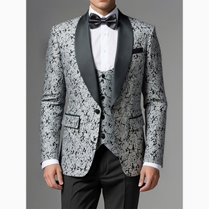BMT05-3 Mens <b>Blazers</b> Party Jacquard Flower Slim Fit Casual Men Suit Sport Coat One <b>Button</b> Travel <b>Blazer</b> Lightweight Suit Jacket - Product Image 2