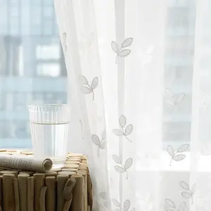 New design factory supply voile fabrics embroidery floret yarn voile sheer window curtain fabrics