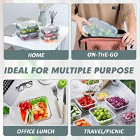 Stockage en verre borosilicate, boîtes à lunch Bento sans BPA, ensemble de récipients de préparation de repas en verre avec couvercles