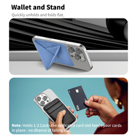 Support de carte magnétique rotatif en cuir pliable avec pince triangulaire pour iPhone