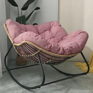 Sillón mecedora de mimbre tejido tipo reclinable para sentarse o recostarse, para balcón, hogar, ocio, de hierro, individual - Product Image 3