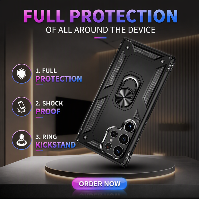 For Samsung Galaxy S25 S24 S23 S22 S21 S20 Ultra Plus FE Note 20 Ultra Plus Guard Kickstand Cove RPremium Armor Shockproof Case