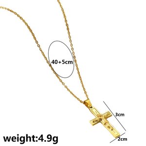 316L 스테인리스 스틸 18K PVD 골드 실버 도금 예수 십자가 펜던트 케이블 링크 체인 패션 참 초커 목걸이 - Product Image 6