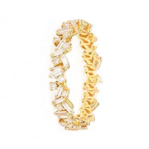 Fabrikant Verklaring Sieraden 925 Zilveren Onregelmatige Cz Eternity Ring 18K 14K Vergulde