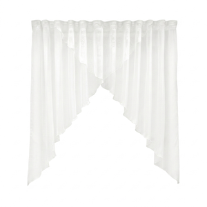 Voilage de cuisine prêt-à-poser de haute qualité, en tulle, avec arche triangulaire courte, hauteur 150 cm, largeur 300 cm - Product Image 1