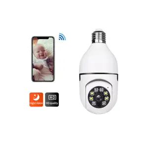 Bombilla inteligente de 2MP para interior, cámara de red PTZ, inalámbrica, visión nocturna, 360 grados, panorámica, Wifi, enchufe de cúpula, OEM Home