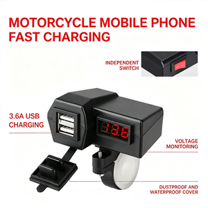12-24V 3.1A QC2.0 2 Port Pengisi Daya USB Ponsel untuk Sepeda Motor Tahan Air dengan Voltmeter Garansi 2 Tahun Model YC-A14 - Product Image 5