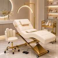 Fauteuil de salon électrique incurvé sur mesure en cuir PU de haute qualité, directement d'usine, avec appui-tête et roulettes, idéal pour les tatouages