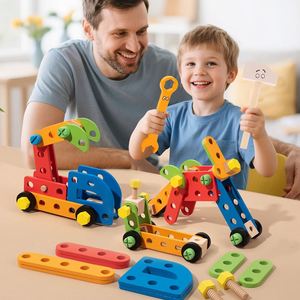 Stem Pretend Play Construction Building Toys Montessori <b>Kids</b> Wooden Tool Set Toddler Workbench With Toy Drill & <b>Storage</b> <b>Box</b> - Product Image 1