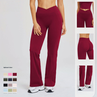 Pantalon évasé taille haute pour femme, coupe ample, micro-évasé, avec ceinture croisée, idéal pour le sport et les loisirs en extérieur, anti-transpiration