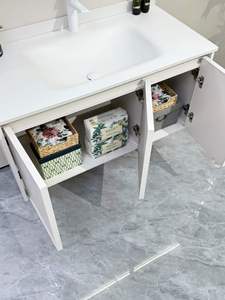 60 In Modern <b>White</b> Minimalist DesignWall Mounted Bathroom Vanity With Led <b>Mirror</b> Soft-touch Integrated Sink - Product Image 4