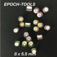 Niveau à bulle industriel mini rond avec bride 8x5.5mm, largeur de ligne 2mm, précision +/-10mm, plage de mesure 0-5m