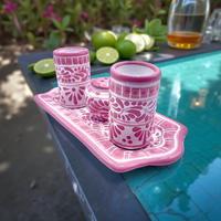 Ensemble de verres à shot tequila talavera roses faits à la main