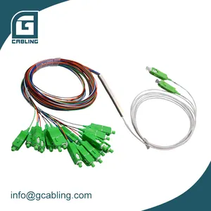Gcabling 1X2 1x4 1x8 1x16 1X32 Compact Mini Fiber Plc Splitter 0.9mm SC APC UPC G657A 1:8 1:16 SM Fiber Optic Plc Splitter FTTH