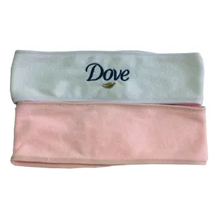 Embroidered brand name logo headband makeup facial spa headband