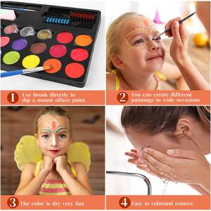 Panwenbo kit per la pittura del viso Non tossico per bambini con 20 colori a base d'acqua, trucco a secco rapido per capelli per pelli sensibili - Product Image 3