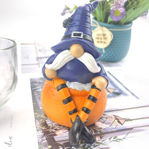 Figurine en résine de gnome fantôme d'Halloween, en forme de citrouille, décoration intérieure et extérieure, gris clair, noir, bleu, non toxique - Product Image 3