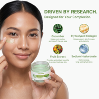 Crème pour les yeux à l'acide hyaluronique biologique et au collagène, masque en feuille de concombre, formule végane, anti-âge, réduit les cernes et les poches