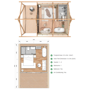 Tente Safari en Toile pour <span class=keywords><strong>Camping</strong></span> en Plein Air, Glamping, <span class=keywords><strong>Chalet</strong></span> avec Salle de Bain, Double Couche, Quatre Saisons, pour Hôtel de Vacances, Désert - Product Image 4