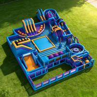 Parcours d'obstacles gonflable commercial en PVC écologique pour adultes : jeu de défi et aire de jeux personnalisable en couleurs