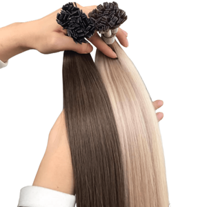 Estensioni per Capelli con Cheratina a Punta Piatta Pre-Incollata, 100 Grammi, Capelli Russi Tinti Lisci, Doppia Trama - Product Image 2
