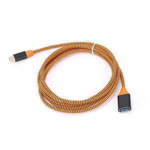 Cable de datos USB 3.0 Lung Kay, tipo C a A hembra, extensión OTG, trenzado de nailon, color naranja - Product Image 3