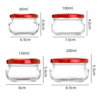 Tarro de cristal al por mayor con doble asa, tipo nido de pájaro, 80ml 100ml 150ml, hermético, para miel y mermelada, con tapa metálica de rosca, recipiente para recuerdos de boda
