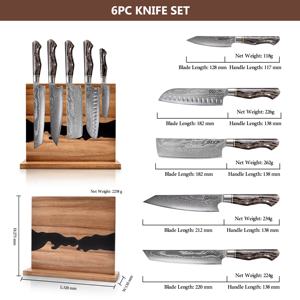 للبيع بالجملة سكين Vg10 داماكوس 6 من الراتنج النحاسي الياباني مع حامل خشبي مغناطيسي - Product Image 5