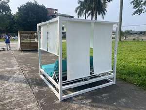 سرير نهاري خارجي من الألومنيوم المصقول بمظلة كبيرة للفنادق ، حمام سباحة للحديقة مقاوم للماء ، سرير نهاري مزدوج مربع من الألومنيوم المصقول - Product Image 6