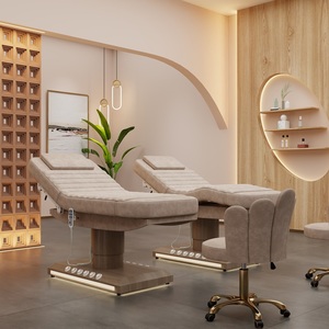 Hot Sale Cosmetic Bed Beige Guangzhou Facial Bed Electrical Beauty 3 Motor Gold Stainless Steel Lash Bed for Sale - Product Image 3