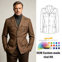 Blazer homme croisé TT Hunter avec design classique à quatre poches, coupe ajustée, imperméable et respirant
