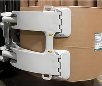 Pince de préhension à bras étroit sur mesure, ouverture 100-320 mm, spécialement conçue pour la manutention de rouleaux de papier en usine d'impression