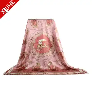 OEM ODM Custom New Red Fashion Scarf Spring Luxury Digital Printing Scarves Pink Ladies100% Silk Scarf