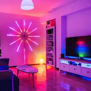 Biumart חלום צבע זיקוקי אורות מוסיקה קול בקרת RGB אווירה כוכבים מנורת LED Firework אור עבור חגיגי קישוט