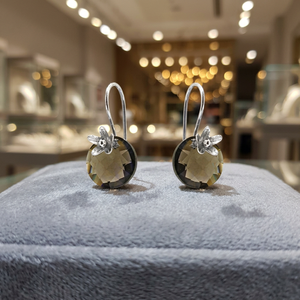 Pendientes de Plata 925 con Cuarzo Ahumado en Forma de Flor, Estilo Clásico, Joyería de Moda para Mujer - Product Image 1