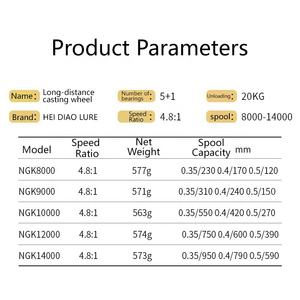 Carrete de Pesca Spinning Metálico sin Espacios para Lanzamiento a Larga Distancia Tipo Ancla Oblicua para Caña de Mar Modelos 8000-14000 - Product Image 2