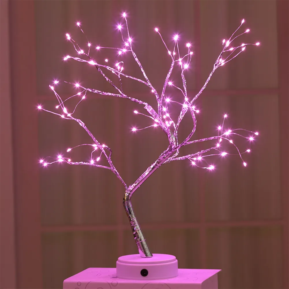 2022 Venta caliente, luces de la noche de interior decorativo pequeño árbol luz LED 10 dormitorio blanco 60 SY ABS Europea 1pc/caja de papel DC 6V