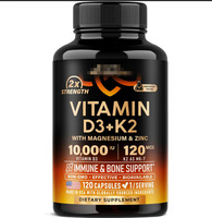 Capsules de Vitamine D3 K2 Magnésium Zinc à Marque Blanche OEM/ODM D3+MK7 pour Adultes Végétaliens – Soutien Osseux et Immunitaire – 120 Capsules – Vente en Gros