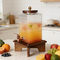 Distributeur de boissons en verre de grande taille en gros, robinet, support, distributeur de jus de limonade, distributeur de boissons pour fête, mariage