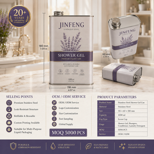 Envase Rectangular de Acero Inoxidable Premium para Gel de Ducha con Diseño Floral de Lavanda, Tapa de Rosca, Recargable y Reutilizable - Product Image 3