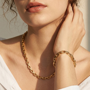 Minimalist Geometric 316 Stainless Steel Box Chain <b>Stacking</b> <b>Necklace</b> 18K Gold Plated Anti-Tarnish PVD Unisex Hip Hop Fashion - Product Image 2