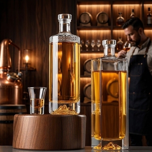 Botella de Licor de Vidrio de Lujo Solent, Botella Cuadrada/Redonda para Whisky y Licores, Venta al Por Mayor Directa de Fábrica - Product Image 1