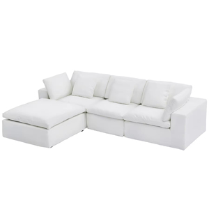 Sofá Modular en Forma de L con Asientos Extra Acolchados, Relleno de Esponja Comprimida Tipo Nube, con Otomana - Product Image 1