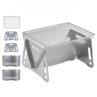 Barbecue portable léger et compact en acier inoxydable, petit barbecue pliable pour le camping, pour rôtir la viande en extérieur