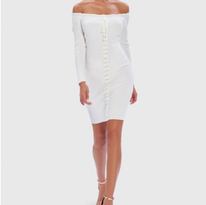 Primavera de las mujeres-Largo <span class=keywords><strong>blanco</strong></span> de <span class=keywords><strong>punto</strong></span> de manga larga ajustado de encaje Mini <span class=keywords><strong>vestido</strong></span> - Product Image 5
