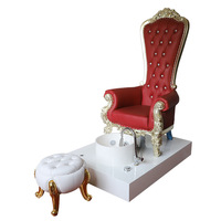 Fauteuil de pédicure de luxe style trône royal, dossier haut, sculpté à la main en or, station de salon de style victorien pour club VIP