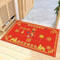 Tapis de sol carré antidérapant style chinois Bowing Moon, motif imprimé, fabrication mécanique, hauteur de pile 10 mm, pour salon et usage domestique