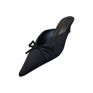 Mules élégantes pour femme en satin à bout pointu avec nœud, talons fins et bas, pour l'extérieur, style mode et chic - Product Image 6